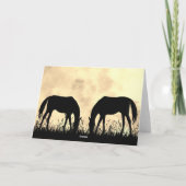 平和で – シルエット馬が日没で放牧 カード (裏面)