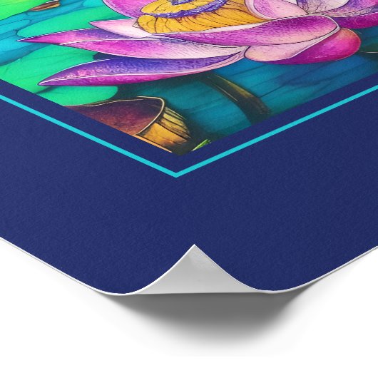 平和で – 美しいピンクの蓮の花のシーン ポスター (角)