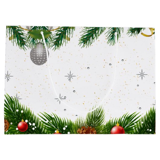 平和とエレガント喜び赤い果実の名前クリスマス ラージペーパーバッグ (裏面)