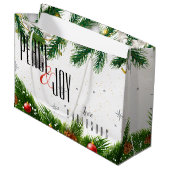 平和とエレガント喜び赤い果実の名前クリスマス ラージペーパーバッグ (正面アングル)