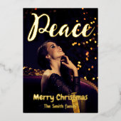 平和とクリスマスへの愛、写真モダンミニマル 箔シーズンカード (正面)