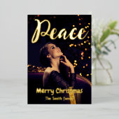 平和とクリスマスへの愛、写真モダンミニマル 箔シーズンカード (立ち正面)