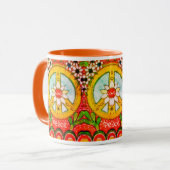 平和とデイジーフラワーパワーラブ&サンシャイン マグカップ (正面左)