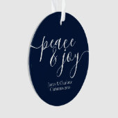 平和とモダン喜びのクリスマスのパーソナライズされた写真 オーナメント (正面)