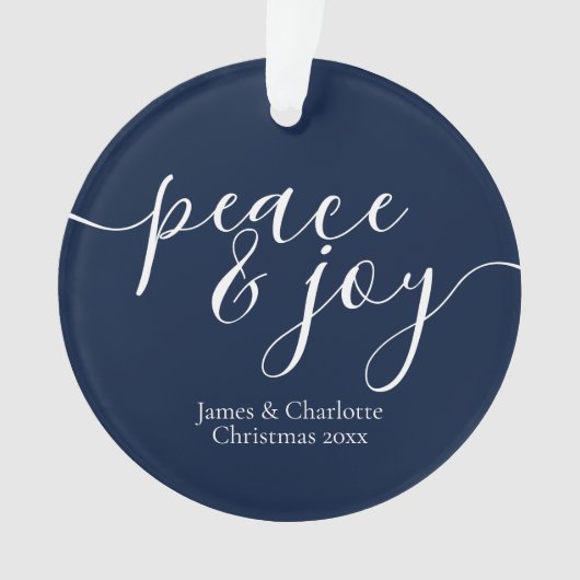 平和とモダン喜びのクリスマスのパーソナライズされた写真 オーナメント (正面)