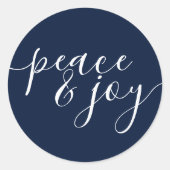 平和とモダン喜びの青いクリスマス ラウンドシール (正面)