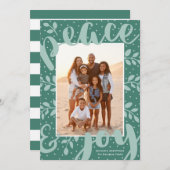 平和とモダン喜びクリスマススタイリッシュミント写真 シーズンカード (正面/裏面)