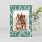 平和とモダン喜びクリスマススタイリッシュミント写真 シーズンカード (スタンド正面)