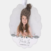 平和とモダン喜びクリスマス植物写真 オーナメントカード (左)