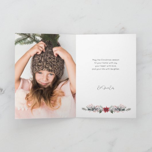 平和とモダン喜びクリスマス植物写真 シーズンカード (内部)