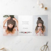 平和とモダン喜びクリスマス植物写真 三つ折りカード (内部)