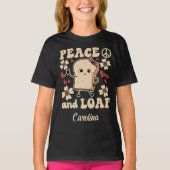 平和とローフ | Girl Toast with a Peace Sign – ブラック Tシャツ (正面)