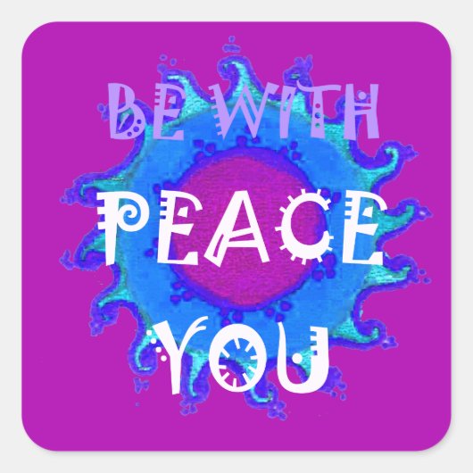 平和と一緒に感動的プリント スクエアシール (正面)