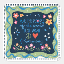 平和と世界への愛 スクエアシール