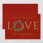 平和と喜びと愛の赤いクリスマスを願って シーズンカード (正面/裏面)