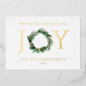 平和と喜びのクリスマスを愛して金ゴールド 箔シーズンカード (正面)