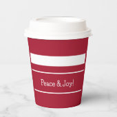 平和と喜びのクリスマスカラー赤と白 紙コップ (正面)