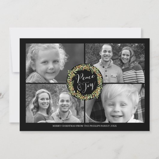 平和と喜びのクリスマスフォトカード – スタイル2 シーズンカード (正面)