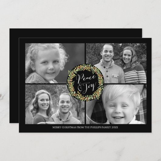 平和と喜びのクリスマスフォトカード – スタイル2 シーズンカード (正面/裏面)