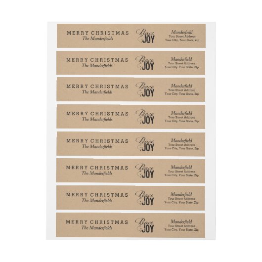 平和と喜びのクリスマス ラップアラウンドラベル (シート)