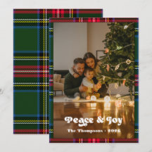 平和と喜びのグリーンタータン プレイド ファミリー クリスマス