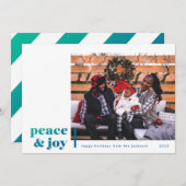 平和と喜びのコーナー 青い写真のホリデーカード シーズンカード (正面/裏面)