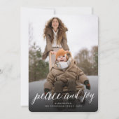 平和と喜びのシンプルのスクリプモダント写真 シーズンカード (正面)