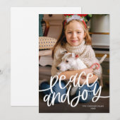 平和と喜びのスクリプト写真フラットホリデーカード シーズンカード (正面/裏面)