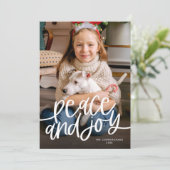 平和と喜びのスクリプト写真フラットホリデーカード シーズンカード (スタンド正面)