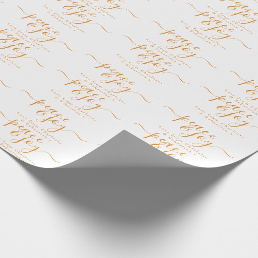 平和と喜びのタイポグラフィモダンクリスマス ラッピングペーパー (角)