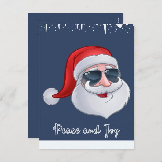 平和と喜びのホリデー ネイビー カード (正面/裏面)