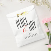 平和と喜びのミニマリスト白黒クリスマス フェイバーバッグ (封をした状態)