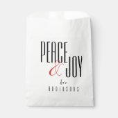 平和と喜びのミニマリスト白黒クリスマス フェイバーバッグ (正面)