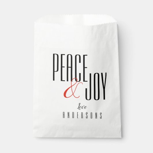 平和と喜びのミニマリスト白黒クリスマス フェイバーバッグ (正面)