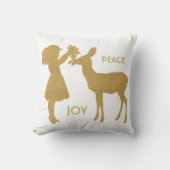 平和と喜びのヴィンテージガールと鹿の枕 クッション (正面)