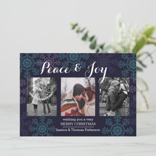 平和と喜びの写真カード | 3枚のカスタム写真 シーズンカード (スタンド正面)