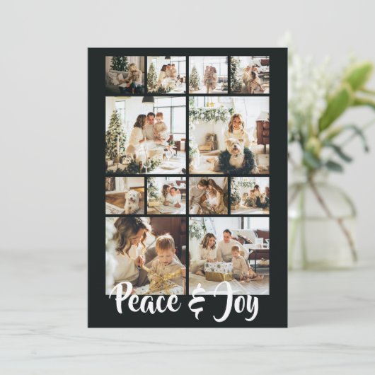 平和と喜びの写真クリスマスパーソナライズされた シーズンカード (スタンド正面)