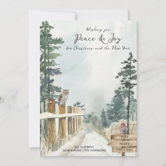 平和と喜びの国の道のクリスマス シーズンカード (正面)