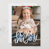 平和と喜びの手書きスクリプト写真ホリデーカード シーズンカード (正面)