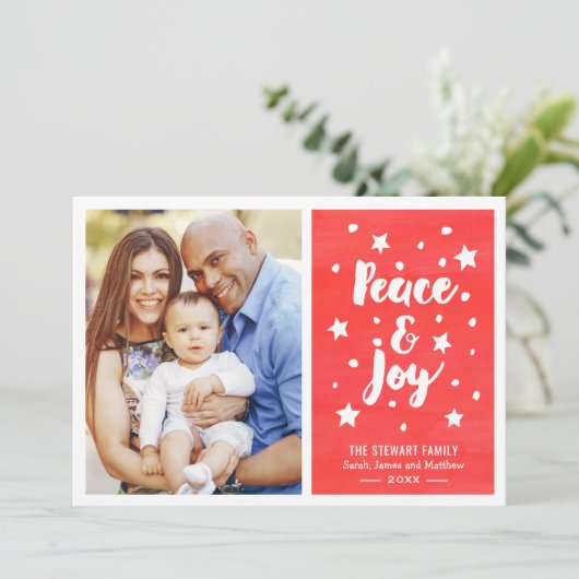 平和と喜びの水の色メリークリスマスフォト シーズンカード (スタンド正面)