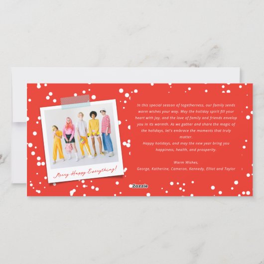 平和と喜びの漫画クリスマスツリーの子供のおもしろい写真 シーズンカード (裏面)