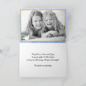 平和と喜びの青い水彩クリスマス写真 シーズンカード (内部)