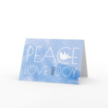 平和と喜びの青い水彩クリスマス写真