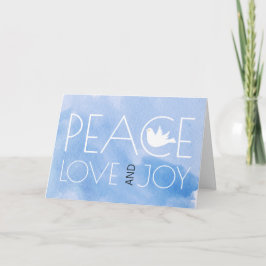 平和と喜びの青い水彩クリスマス写真 シーズンカード