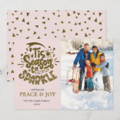 平和と喜びを願う ゴールドグリッター 輝く フォト シーズンカード (正面/裏面)