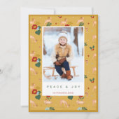 平和と喜びイエロートナカイ花のパターン写真 シーズンカード (正面)