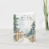 平和と喜びウッドランドパスカントリークリスマス シーズンカード (正面)