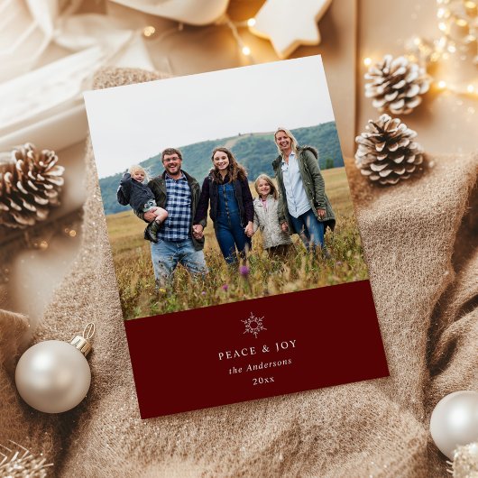 平和と喜びスノーフレーク写真ホリデーカード シーズンカード