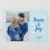 平和と喜びタイポグラフィ写真クリスマス/休日 シーズンカード (正面/裏面)