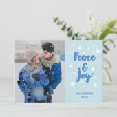 平和と喜びタイポグラフィ写真クリスマス/休日 シーズンカード (スタンド正面)